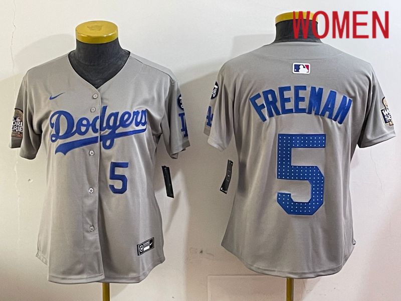 Women Los Angeles Dodgers #5 Freeman Grey Game 2024 Nike MLB Jersey style 12054